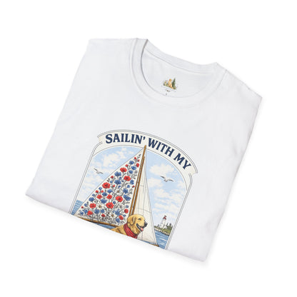 Sailing With My Best Friend dog sailboat T-Shirt | nautical pet lover tee (Light Weight, Ultra Soft Tee)