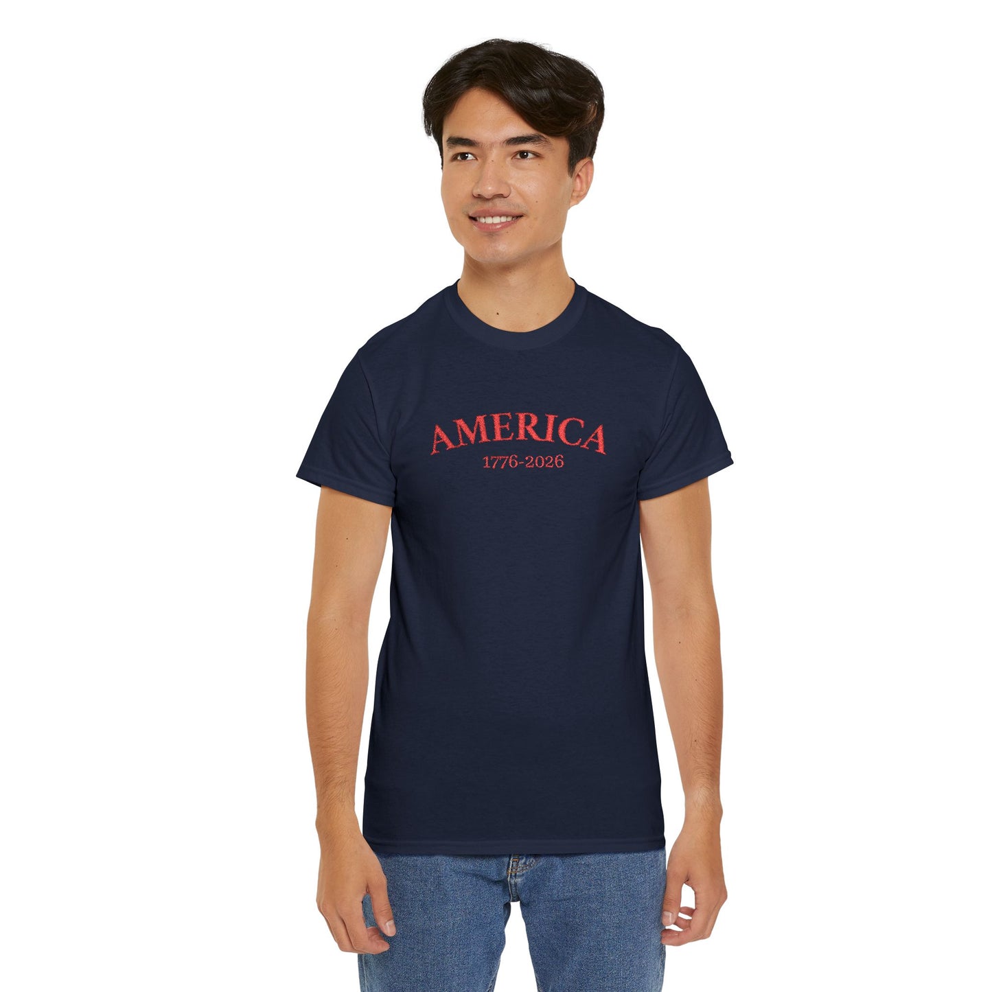 Unisex Embroidered America 1776-2026 T-Shirt (Heavy weight Tee)