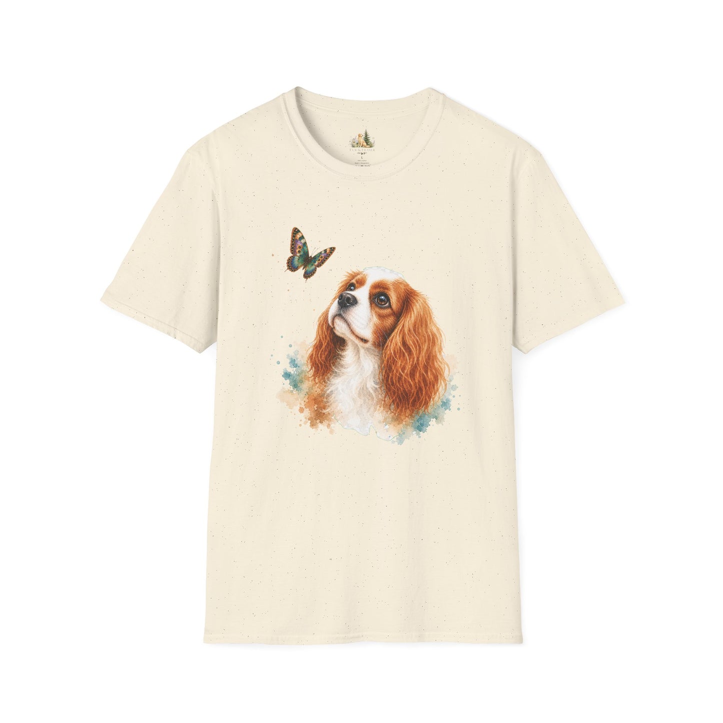 Cavalier King Charles T-Shirt — Watercolor Dog & Butterfly Graphic
