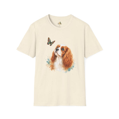 Cavalier King Charles T-Shirt — Watercolor Dog & Butterfly Graphic