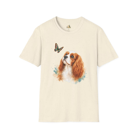 Cavalier King Charles T-Shirt — Watercolor Dog & Butterfly Graphic
