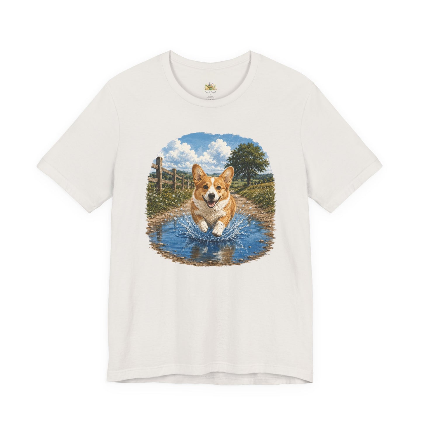 Corgi Splash T-Shirt — Playful Dog Graphic Tee
