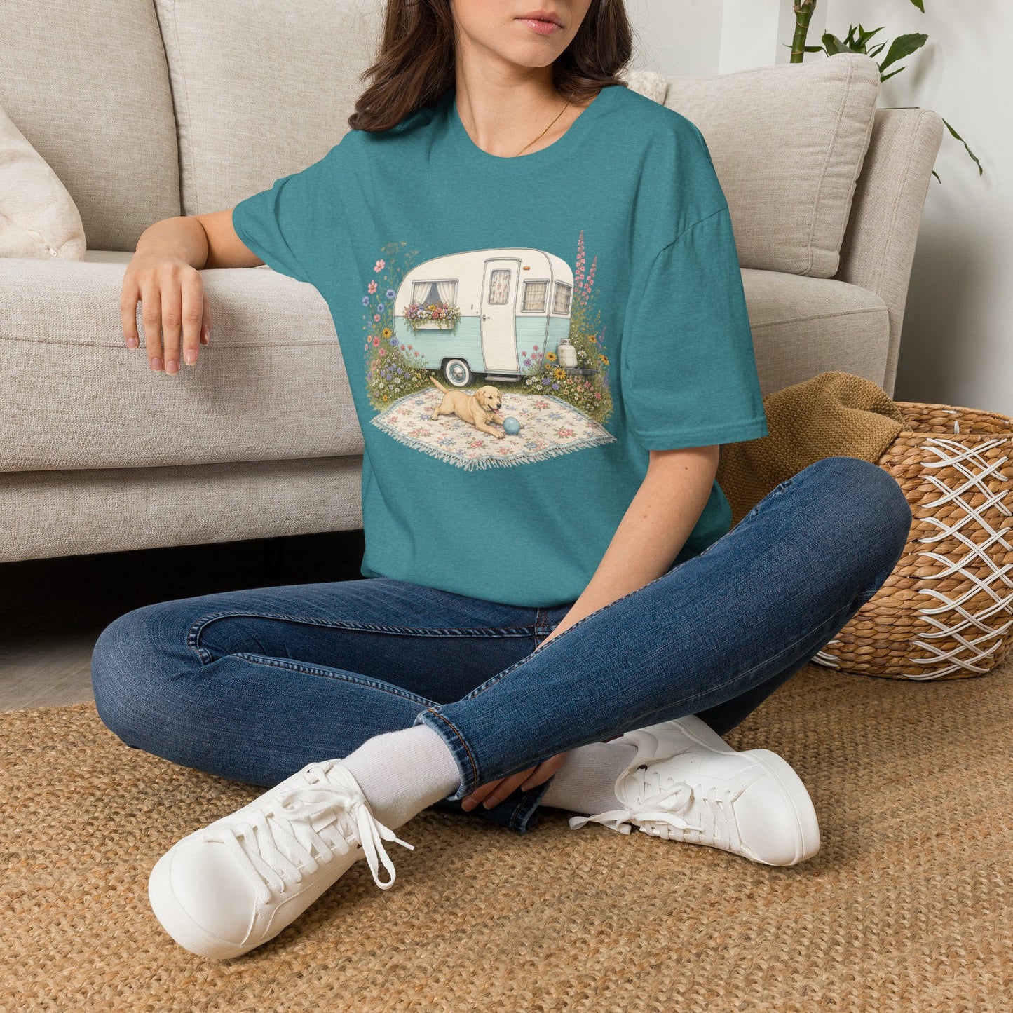 Vintage Camper T-Shirt — Cozy Caravan & Picnic Design(Light Weight, Ultra Soft)