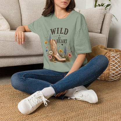 Wild at Heart Cowboy Boot T-Shirt – Floral Western Graphic Tee (Light Weight, Ultra Soft Tee)