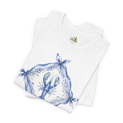 T-Shirt — Blue Delft Lobster Bandana Graphic Tee