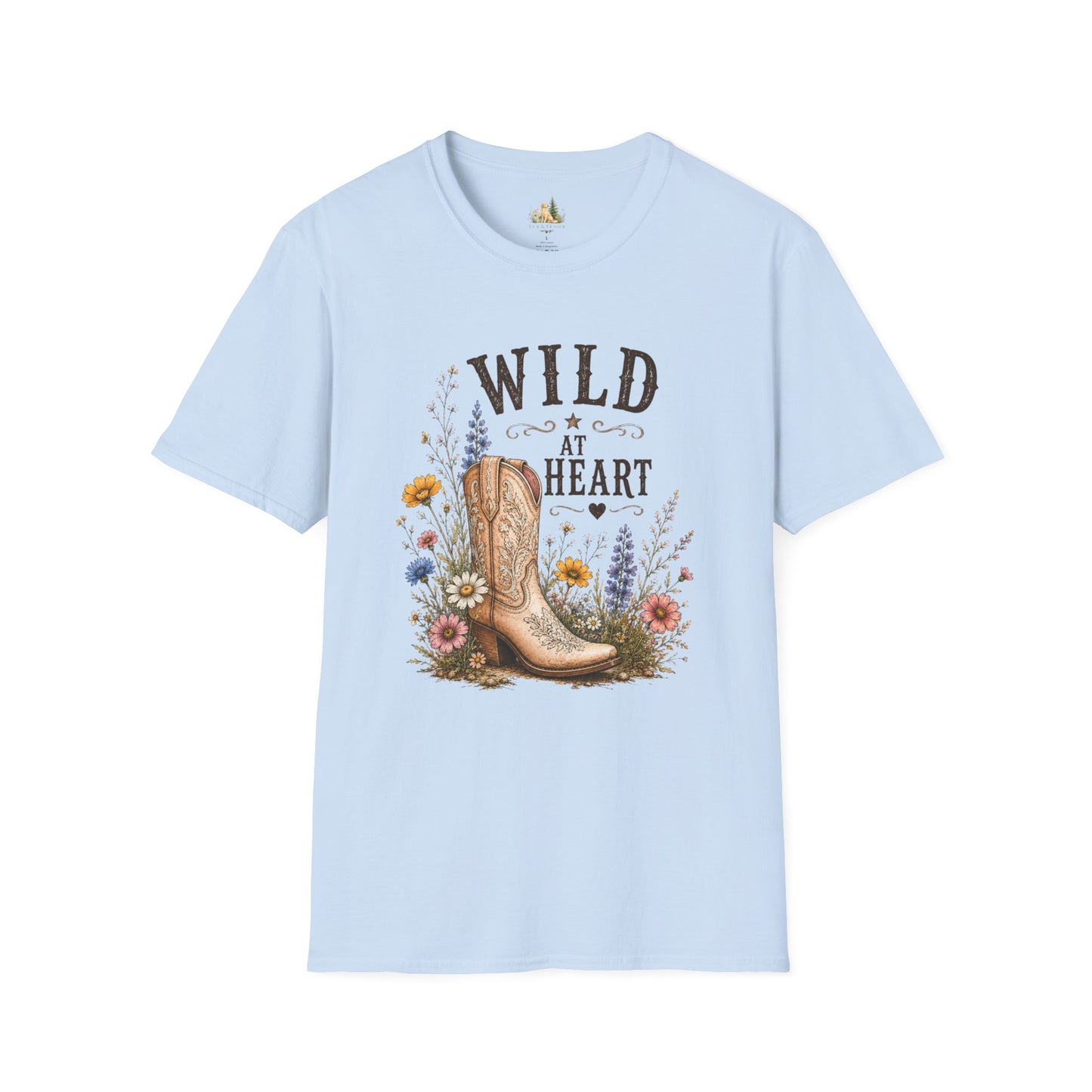 Wild at Heart Cowboy Boot T-Shirt – Floral Western Graphic Tee (Light Weight, Ultra Soft Tee)