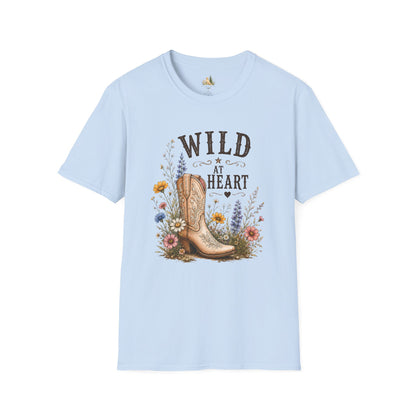 Wild at Heart Cowboy Boot T-Shirt – Floral Western Graphic Tee (Light Weight, Ultra Soft Tee)