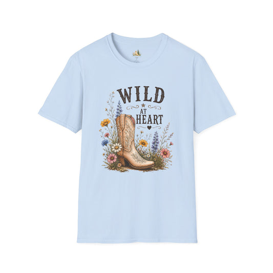 Wild at Heart Cowboy Boot T-Shirt – Floral Western Graphic Tee (Light Weight, Ultra Soft Tee)