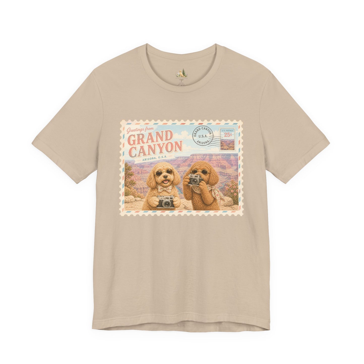 Grand Canyon Pups T-Shirt | Vintage Postcard Dogs Travel Design