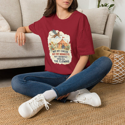 T-Shirt — Vintage Circus Monkey 'Not My Circus, Not My Monkeys' Graphic Tee (Light Weight, Ultra Soft Tee)