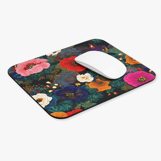 Floral Burst Mouse Pad — Colorful Vintage Garden Desk Mat