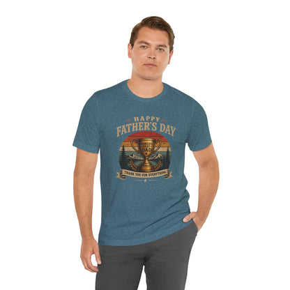 Father's Day Tee — "World's Best Dad" Trophy Vintage Camping Shirt