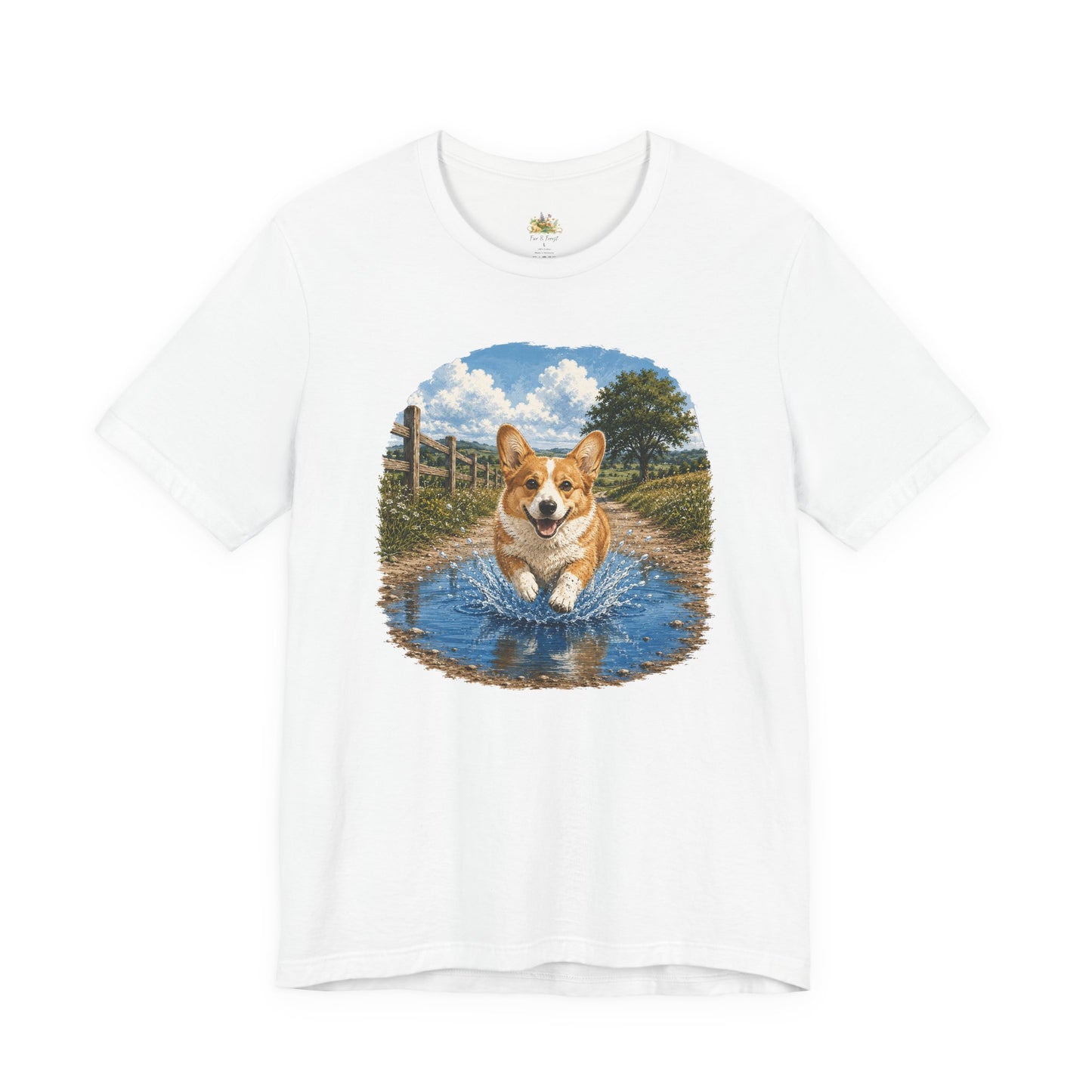 Corgi Splash T-Shirt — Playful Dog Graphic Tee
