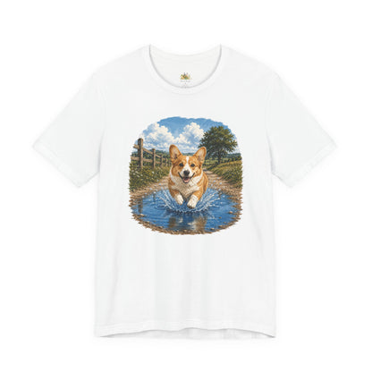 Corgi Splash T-Shirt — Playful Dog Graphic Tee