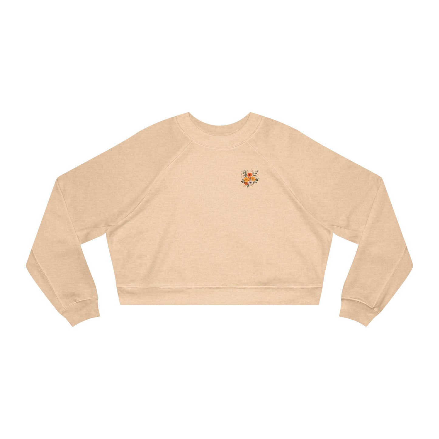 Cropped Pullover — Tiny Fiery Flowers Embroidered Fleece