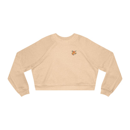 Cropped Pullover — Tiny Fiery Flowers Embroidered Fleece