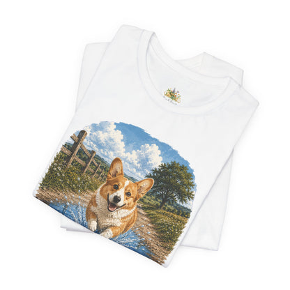 Corgi Splash T-Shirt — Playful Dog Graphic Tee