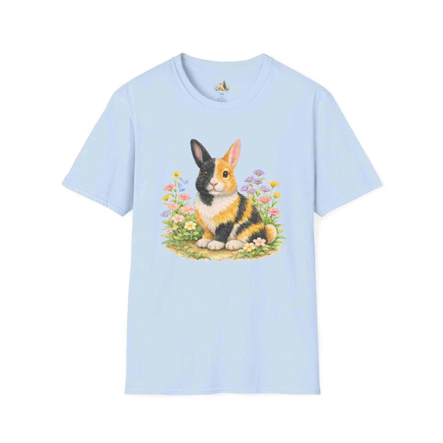 Harlequin Rabbit Floral T-Shirt (Light Weight, Ultra Soft)