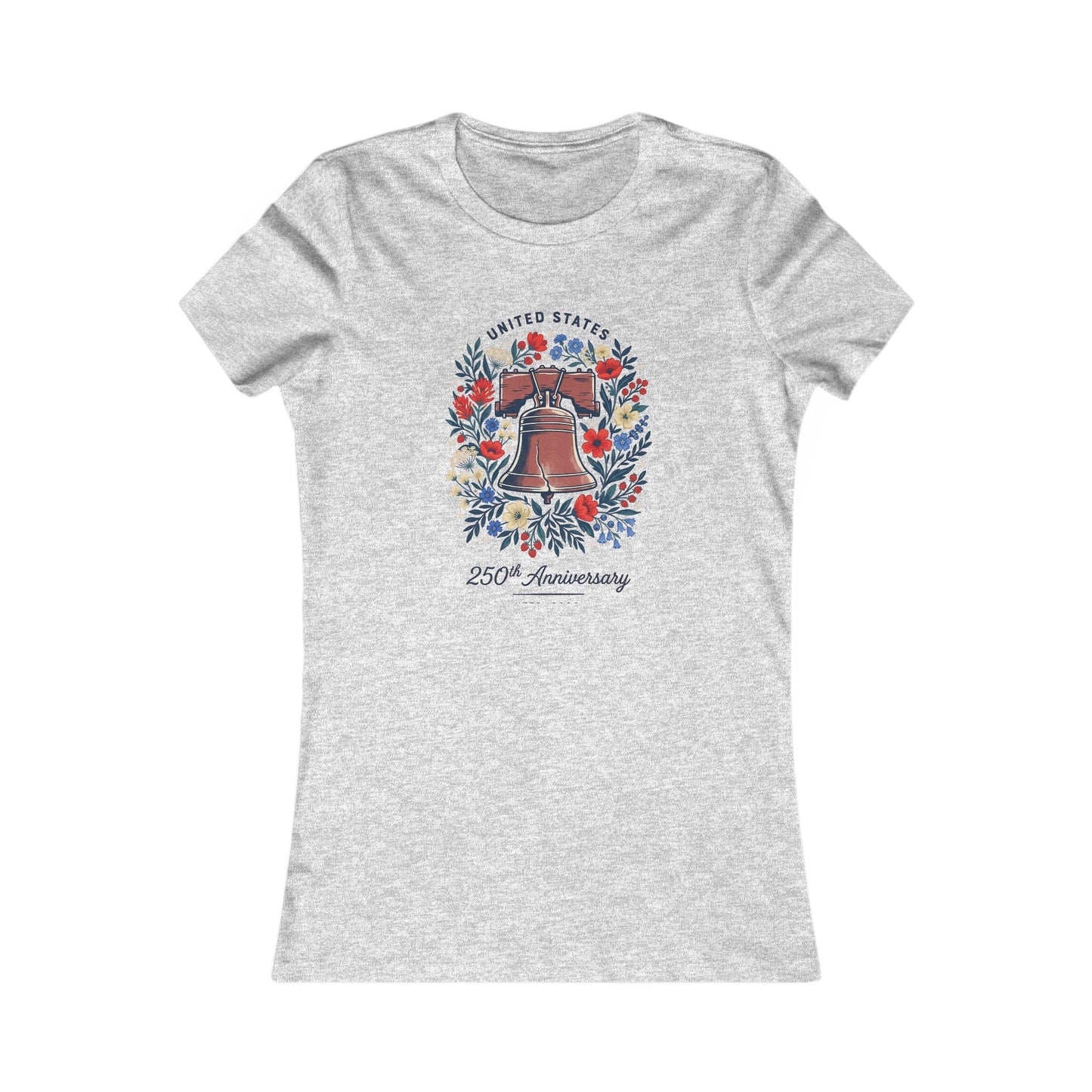 Liberty Bell 250th Anniversary Women's Tee – Patriotic Floral Graphic