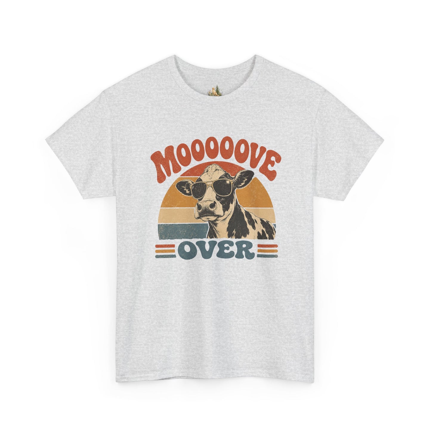 Mooove Over Cow Tee – Retro Vintage Farm Animal Graphic T-Shirt (Heavy Weight Tee)