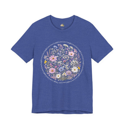 Wildflower Circle T-Shirt — Floral 'Love' Typography Tee