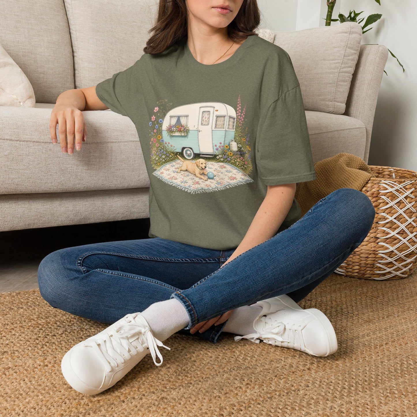 Vintage Camper T-Shirt — Cozy Caravan & Picnic Design(Light Weight, Ultra Soft)