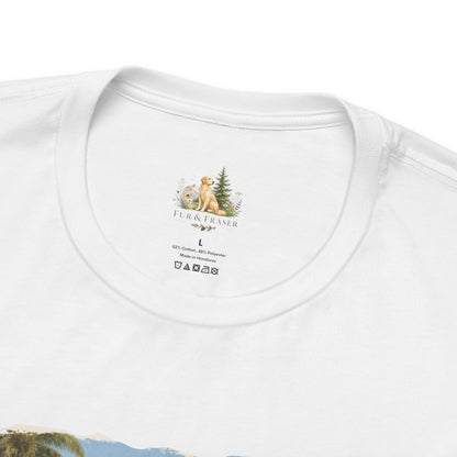 Vintage Beach Surf T‑Shirt — Retro Car, Surfboard & Dog Graphic