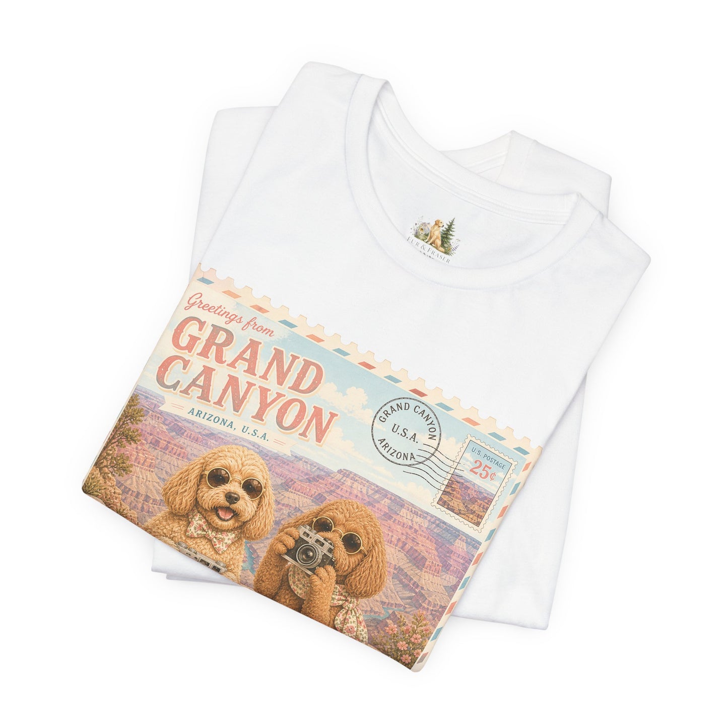 Grand Canyon Pups T-Shirt | Vintage Postcard Dogs Travel Design