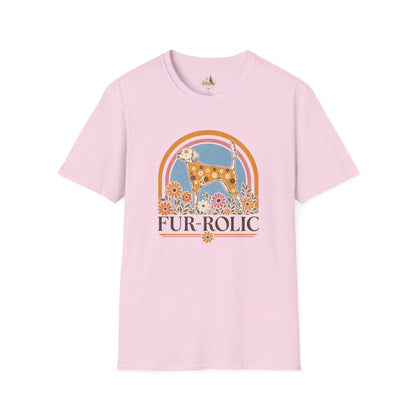 Dog Floral T-Shirt — 'Fur-Rolic' Retro Rainbow Canine Tee