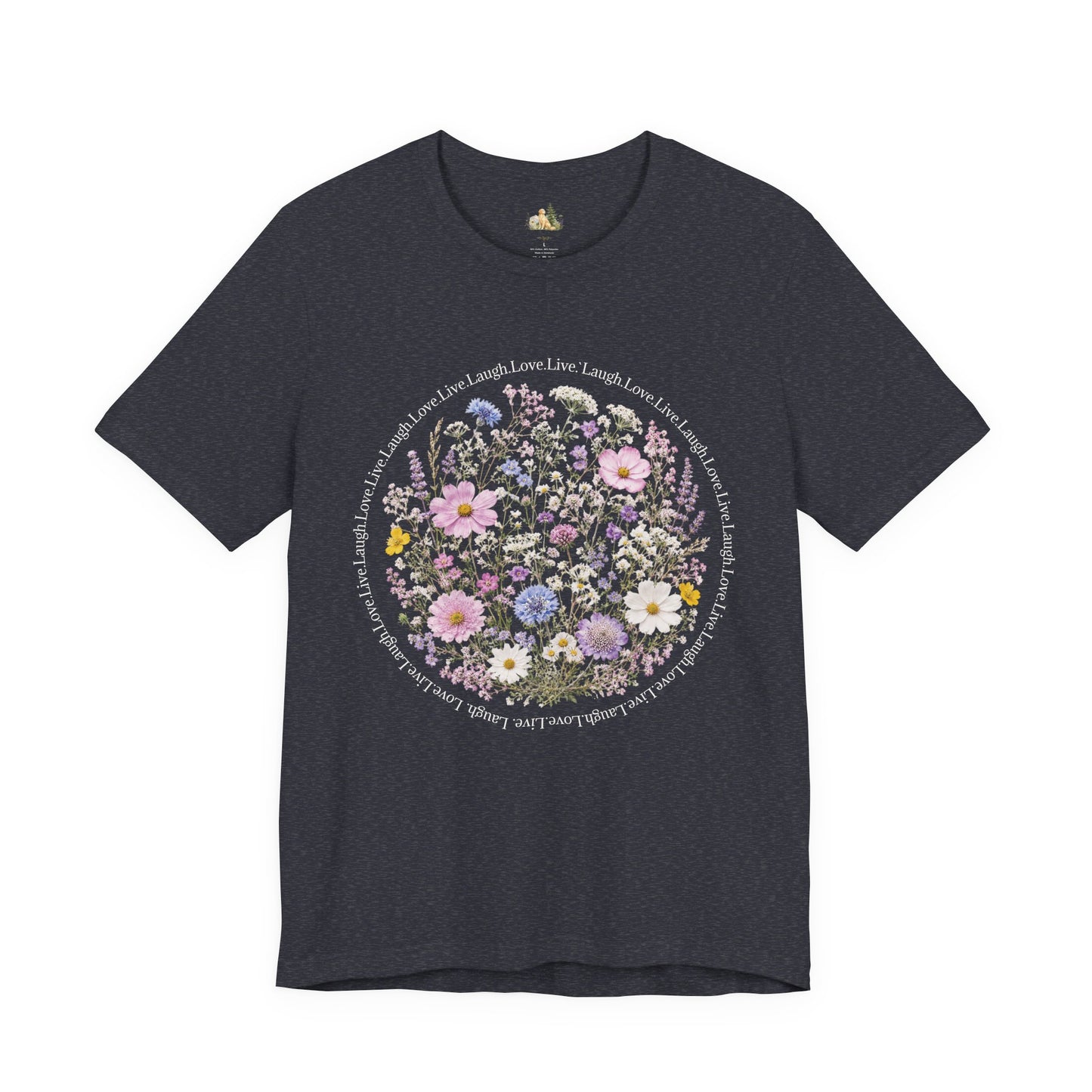 Wildflower Circle T-Shirt — Floral 'Love' Typography Tee
