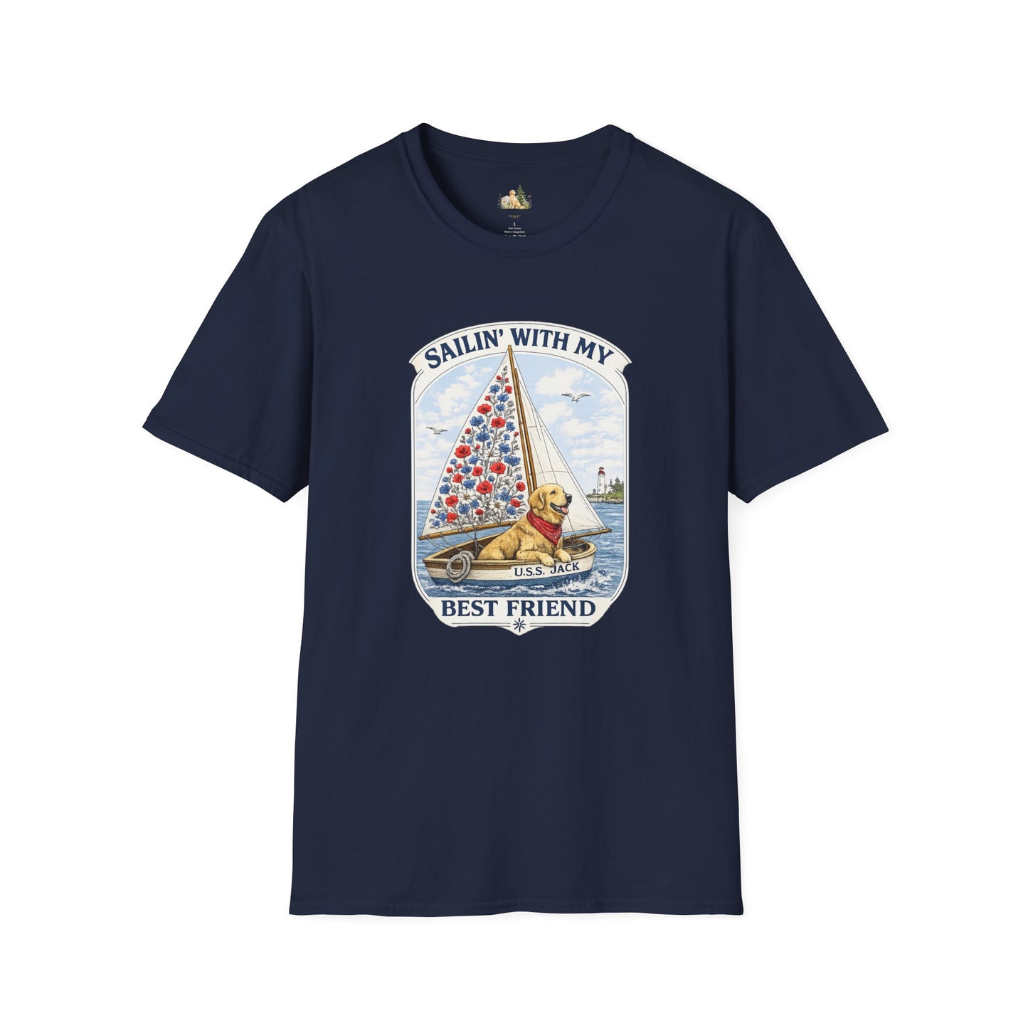 Sailing With My Best Friend dog sailboat T-Shirt | nautical pet lover tee (Light Weight, Ultra Soft Tee)
