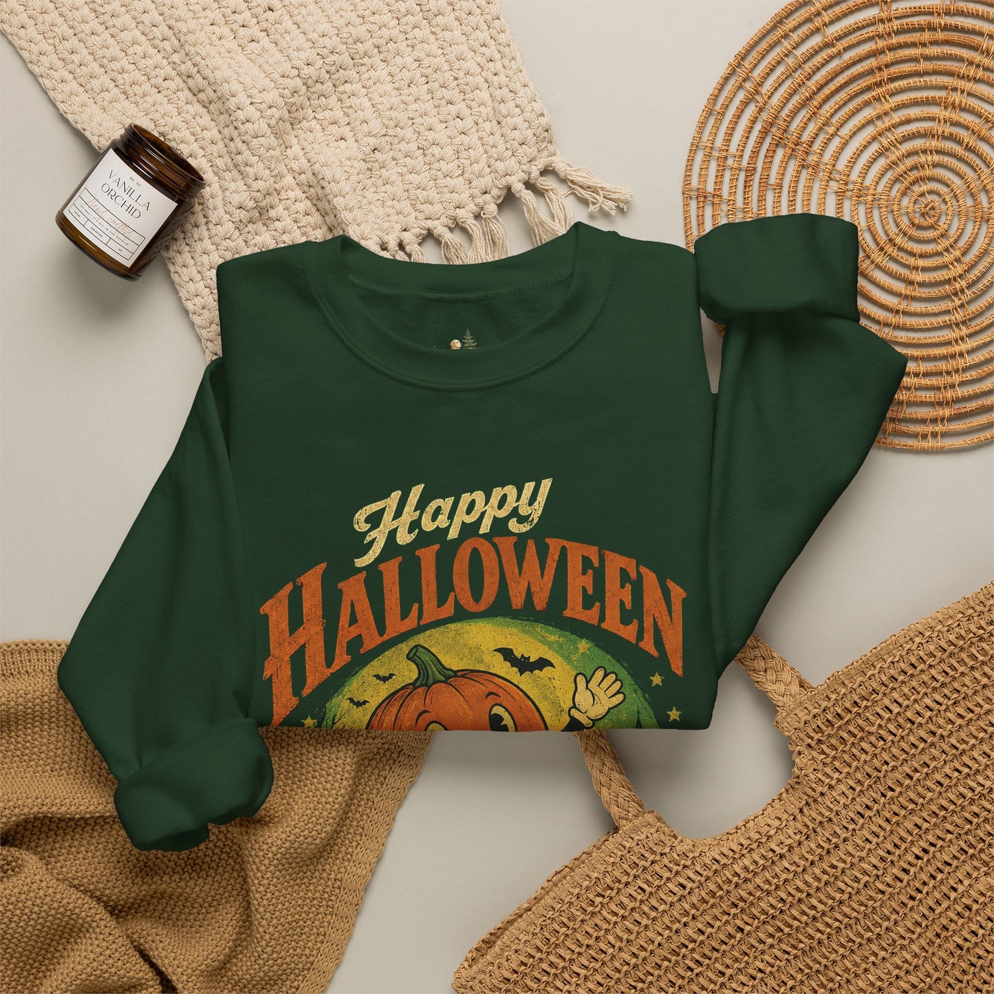 Unisex Happy Halloween Pumpkin Crewneck Sweatshirt