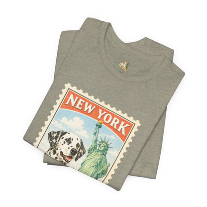 New York Dalmatian T-Shirt | Statue of Liberty Vintage Postage