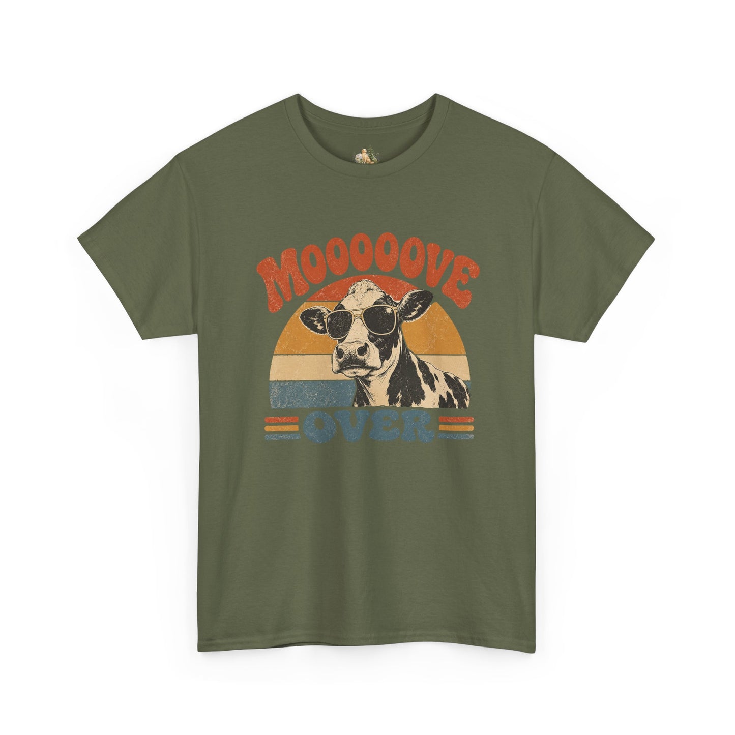 Mooove Over Cow Tee – Retro Vintage Farm Animal Graphic T-Shirt (Heavy Weight Tee)