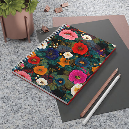 Floral Burst Spiral Notebook — Colorful Botanical Journal for Notes & Planning