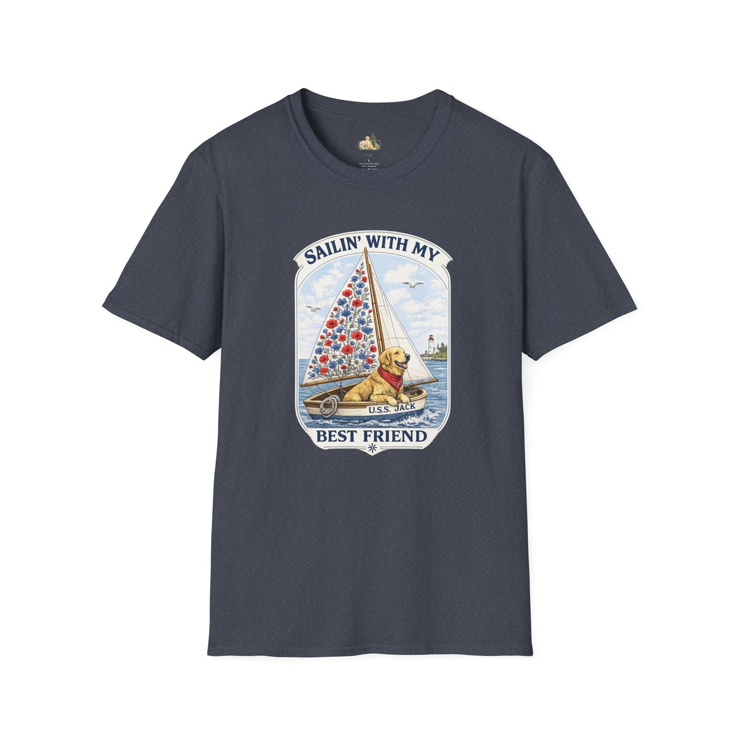 Sailing With My Best Friend dog sailboat T-Shirt | nautical pet lover tee (Light Weight, Ultra Soft Tee)