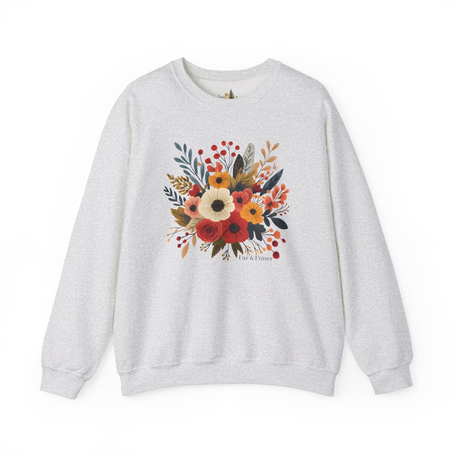 Floral Bouquet Crewneck Sweatshirt — Autumn Wildflower Graphic