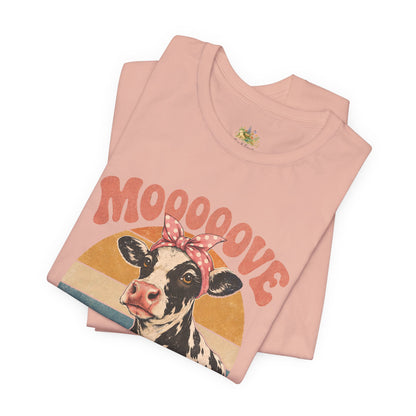 Moooove Over Cow Graphic Tee — Retro Farm Animal Shirt for Women & Men