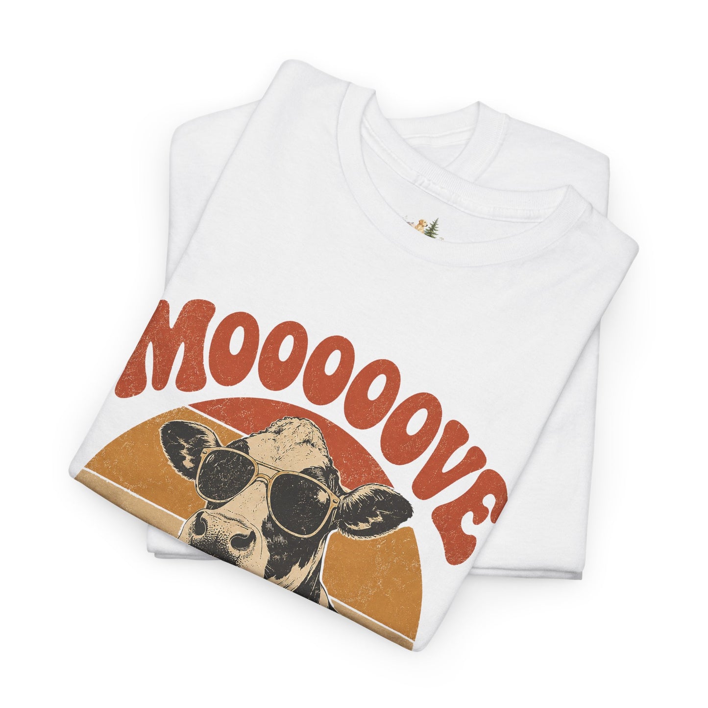 Mooove Over Cow Tee – Retro Vintage Farm Animal Graphic T-Shirt (Heavy Weight Tee)