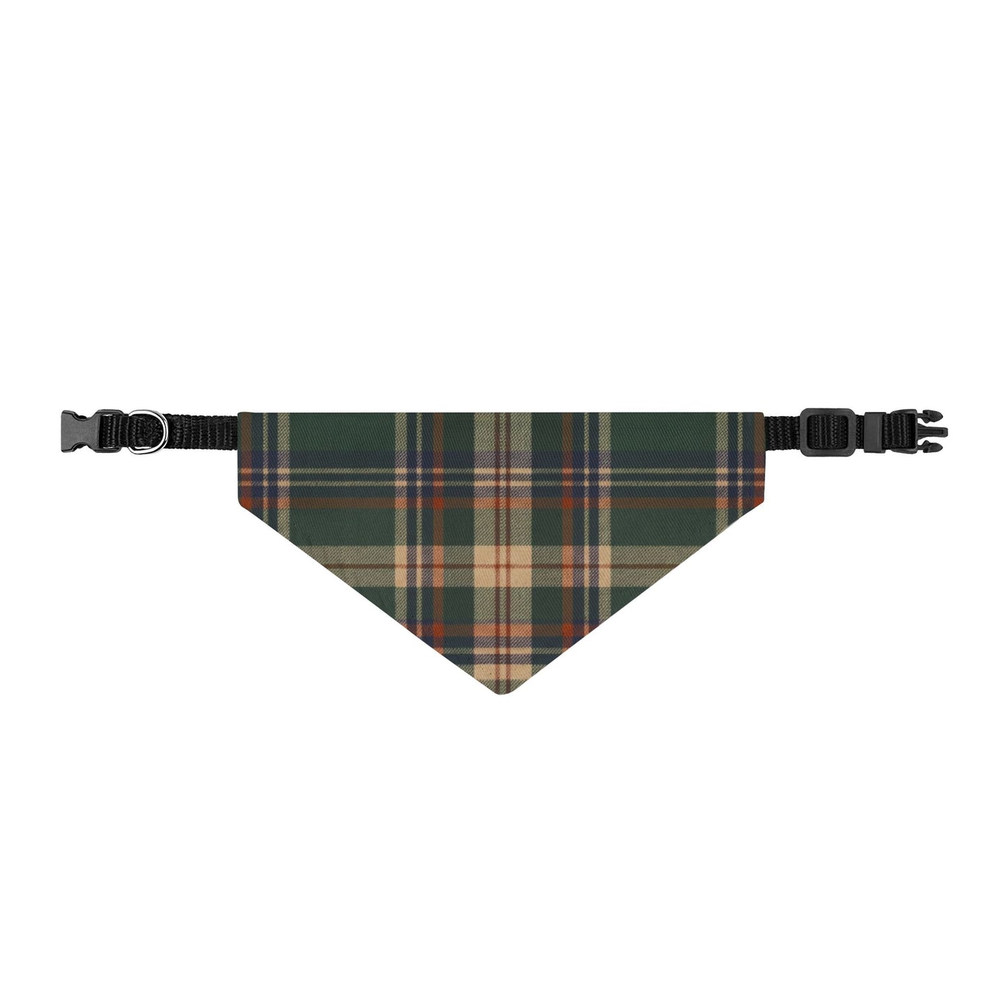 Plaid Clip-On Pet Bandana – Classic Green Tartan Collar Accessory