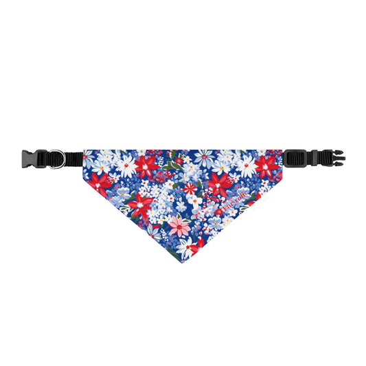 Clip-on Pet Bandana — Patriotic Red White & Blue Floral Collar Accessory