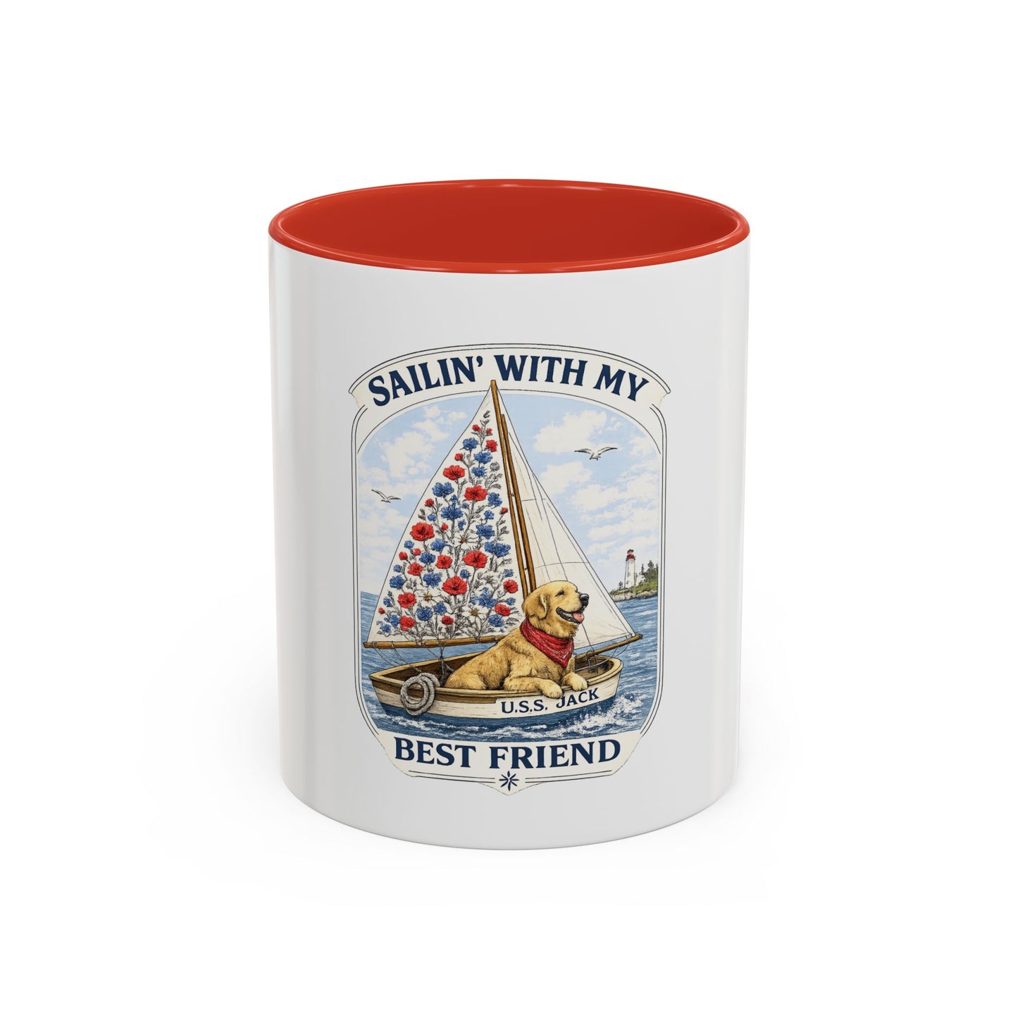Sailin' With My Best Friend dog sailboat mug | Coffee Mug