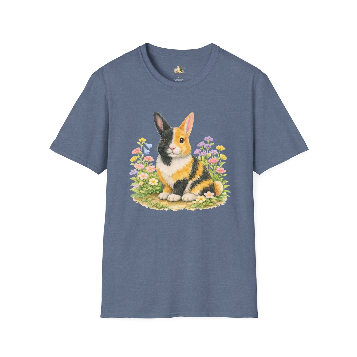 Harlequin Rabbit Floral T-Shirt (Light Weight, Ultra Soft)
