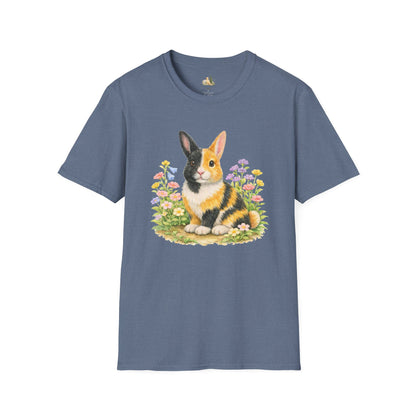 Harlequin Rabbit Floral T-Shirt (Light Weight, Ultra Soft)