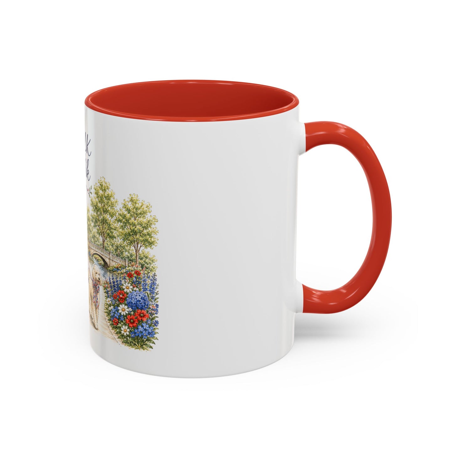Walk in the Park girl with dog Mug | Accent coffee mug 11oz 15oz