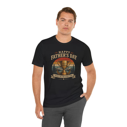 Father's Day Tee — "World's Best Dad" Trophy Vintage Camping Shirt