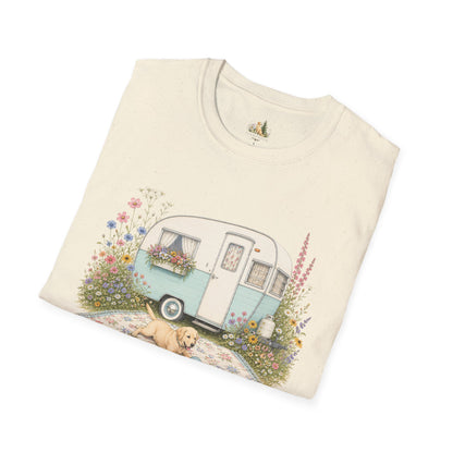 Vintage Camper T-Shirt — Cozy Caravan & Picnic Design(Light Weight, Ultra Soft)