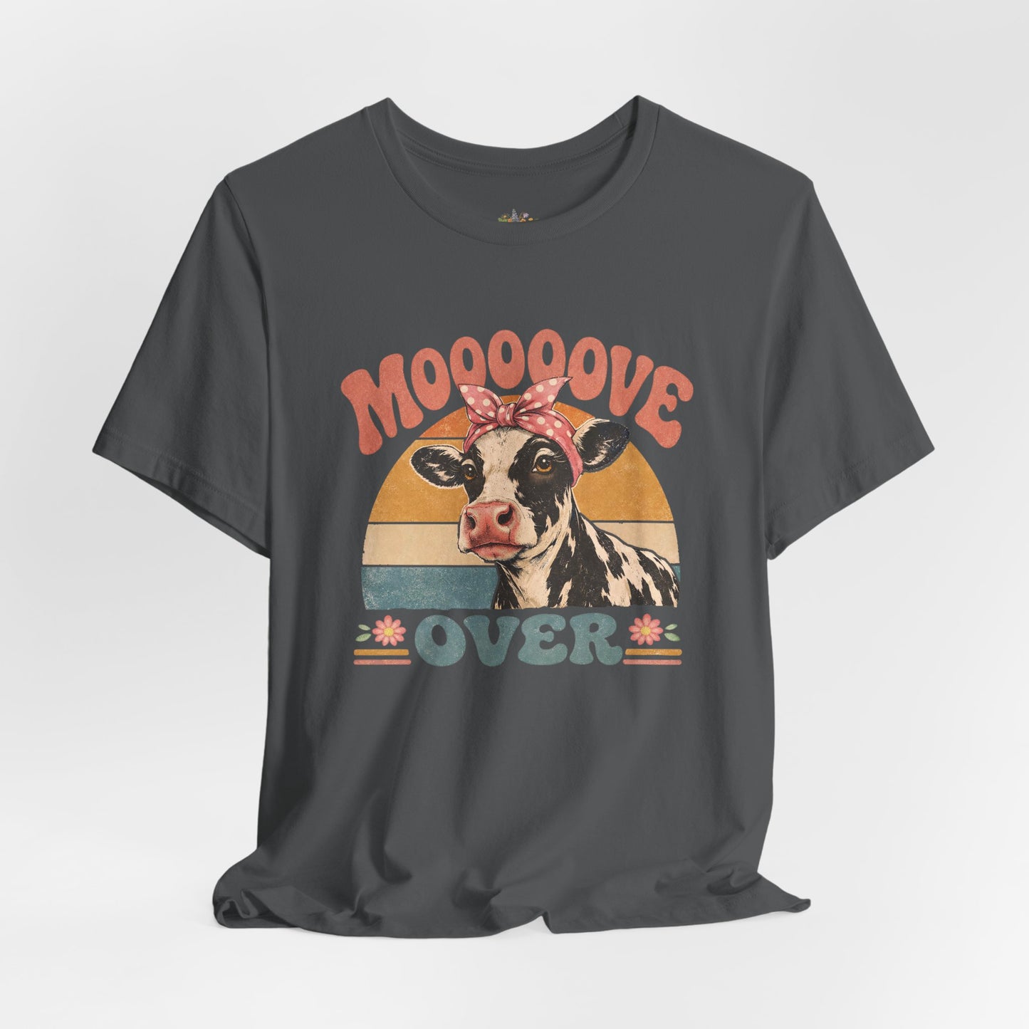 Moooove Over Cow Graphic Tee — Retro Farm Animal Shirt for Women & Men