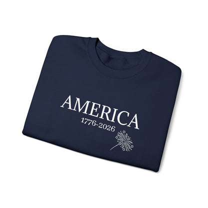Unisex Embroidered America 1776-2026 Unisex Crewneck Sweatshirt — Patriotic Design