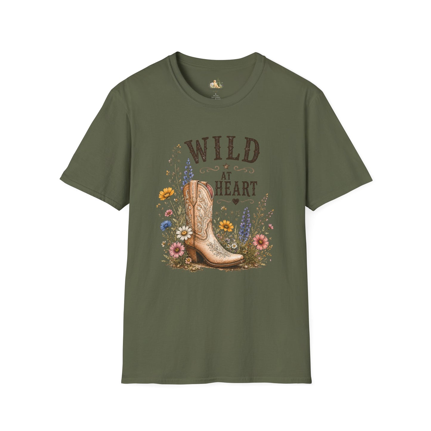 Wild at Heart Cowboy Boot T-Shirt – Floral Western Graphic Tee (Light Weight, Ultra Soft Tee)